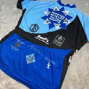 Voler Womens Athletic Cycling Jersey Sz XL Blue Mitzvah Milers Full Zip Graphic